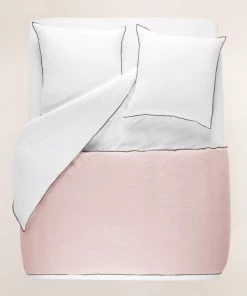 Madura Couvre-lits Housse D'édredon 90x200 Cm Rose Poudré Et Bourdon Noir En Lin -Couvre-lits Soldes 2022 housse d edredon 90x200 cm rose poudre et bourdon noir en lin 2