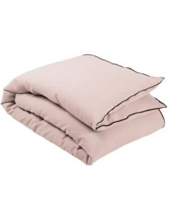 Madura Couvre-lits Housse D'édredon 90x200 Cm Rose Poudré Et Bourdon Noir En Lin