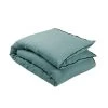 Madura Couvre-lits Housse D'édredon 90x200 Cm Vert De Gris Et Bourdon Noir En Lin -Couvre-lits Soldes 2022 housse d edredon 90x200 cm vert de gris et bourdon noir en lin