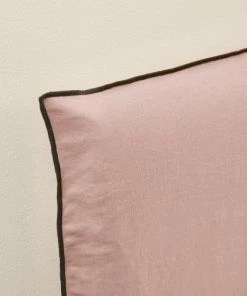Madura Housses De Tête De Lit Housse De Tête De Lit 150x134 Cm Rose Poudré Et Bourdon Noir En Lin -Couvre-lits Soldes 2022 housse de tete de lit 150x134 cm rose poudre et bourdon noir en lin 2