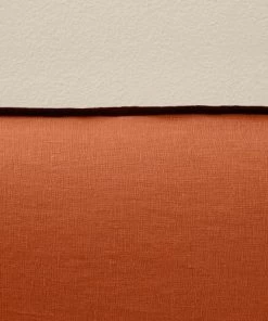 Madura Housses De Tête De Lit Housse De Tête De Lit 170x134 Cm Terracotta Et Bourdon Noir En Lin -Couvre-lits Soldes 2022 housse de tete de lit 170x134 cm terracotta et bourdon noir en lin 3