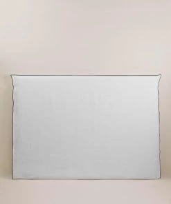 Madura Housses De Tête De Lit Housse De Tête De Lit 190x134 Cm Blanc Pur Et Bourdon Noir En Lin