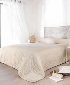 Linder Couvre-lits Jeté De Lit Naturel Coton Beige 260 X 240