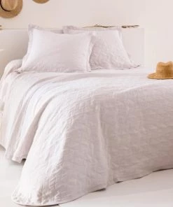 Becquet Couvre-lits Jeté De Lit Réversible 180x250 Blanc En Coton