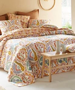 Becquet Couvre-lits Jeté De Lit Réversible 230x250 Multicolore En Coton