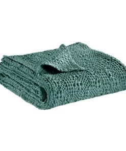 Vivaraise Couvre-lits Jeté Stonewashed En Coton Vert De Gris 240 X 260