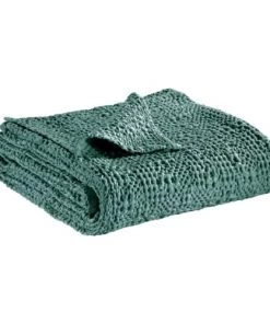 Vivaraise Couvre-lits Jeté Stonewashed En Coton Vert De Gris 260 X 260