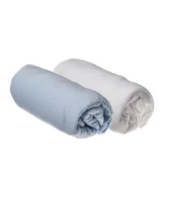 ID Kids Draps Plats Lot De 2 Draps-housse 90x140 Cm Viscose De Bambou Blanc Et Bleu