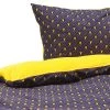 Beliani Draps Plats Parure De Lit Bleu Foncé Et Jaune 135 X 200 Cm WALLINGFORD