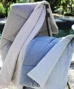 Toison D'Or Couvre-lits Plaid En Pur Coton Double Face Coton Perle/cendre 160 X 140