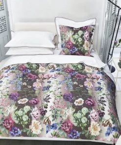 Designers Guild Couvre-lits Plaid Imprimé En Percale De Coton Gris 140x220